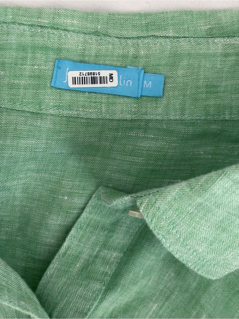 J. McLaughlin Green Linen Long Sleeve Button Front Shirt Medium - Picture 5 of 7